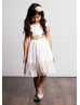 Cotton Lace Trim Tea Length Chic Flower Girl Dress Cotton Lace Trim Tea Length Chic Flower Girl Dress